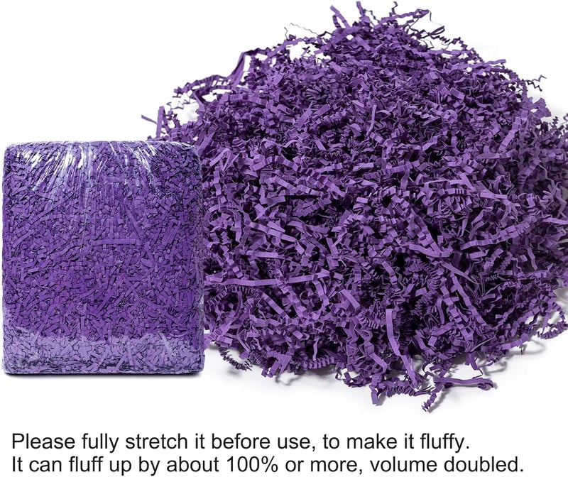 Mefleet 1/2 LB Crinkle Cut Paper Shred Filler 8 oz Purple Crinkle Shredded Paper for Gift Box - Gift Basket Bag Filler - Grass Cushion Stuffing for Easter, Mother's day, Holiday Packaging Wrapping - Image 5